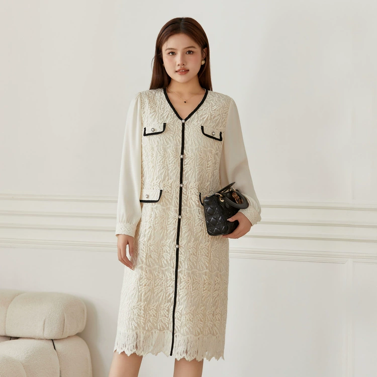 Xianlixiu женское французское нежное элегантное платье больших размеров контрастного цвета для похудения с v-образным вырезом, толстое мм 2024, весенний новый стиль