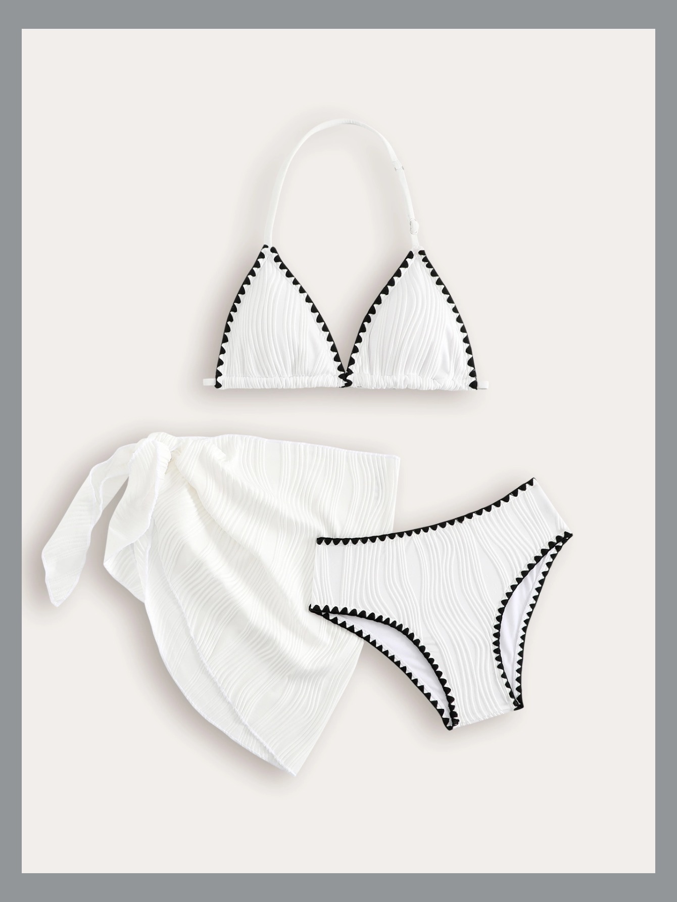 Classic Solid Colour Bikini Swimsuit Set For Teens Pool Beach_voghion.com