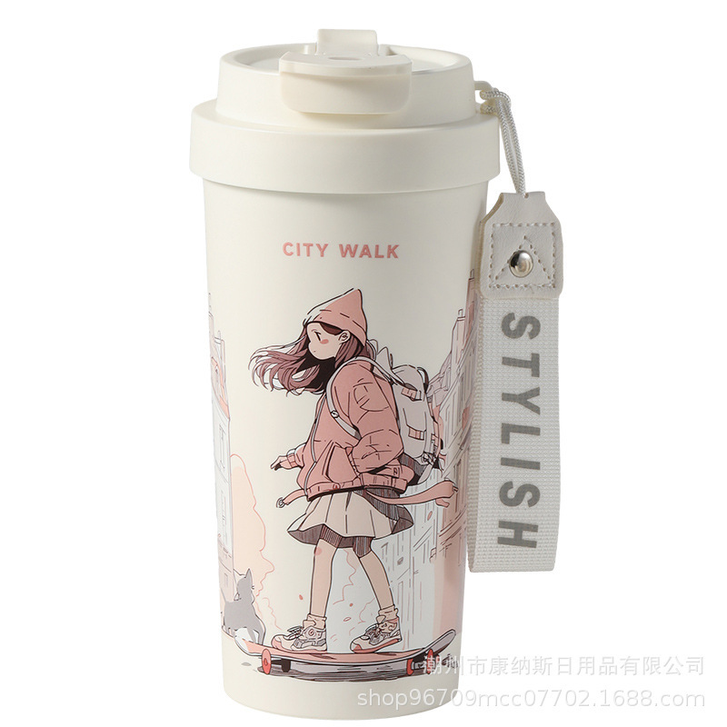 【非コーティング】純陶磁器内胆大容量コーヒーカップ高颜値創意新作シンプルレトロ水コップ|undefined
