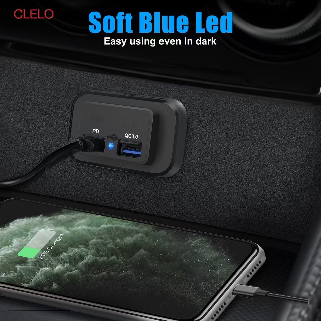 12V modified type-c charging port for super-fast charging of batteries in buses and RVs, with additional mobile phone USB charger