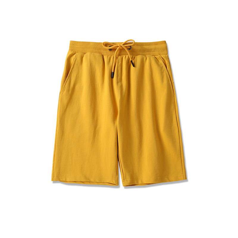 Pantalones deportivos americanos de cinco puntos de color caramelo de felpa, pantalones cortos de hombre sueltos casuales de moda, personalización de ropa exterior de verano de algodón puro