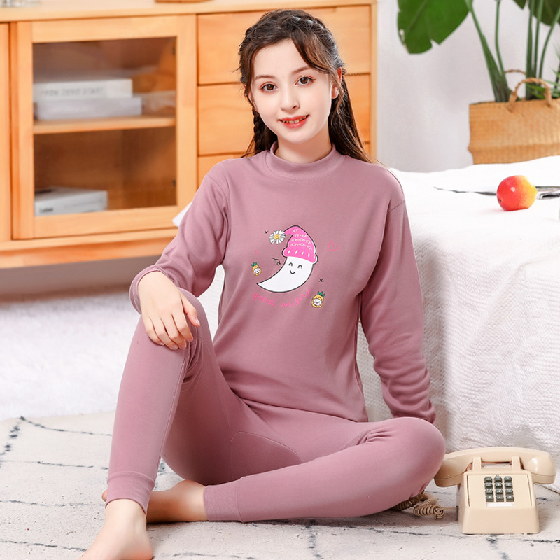 Ropa de otoño para jóvenes pantalones largos traje para niños y niñas niños medianos y grandes suéter de algodón suéter pantalones de algodón traje de ropa interior térmica