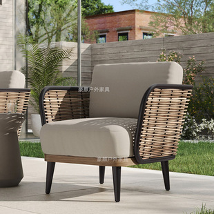 Outdoor Rattan Sofa Combination Villa Living Room Balcony Rattan Chair Sofa Hotel Garden Outdoor Courtyard Open-Air Table and Chairs