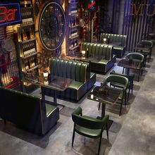 复古工业风卡座沙发酒吧清吧奶茶咖啡店餐厅桌椅KTV沙发桌椅组合