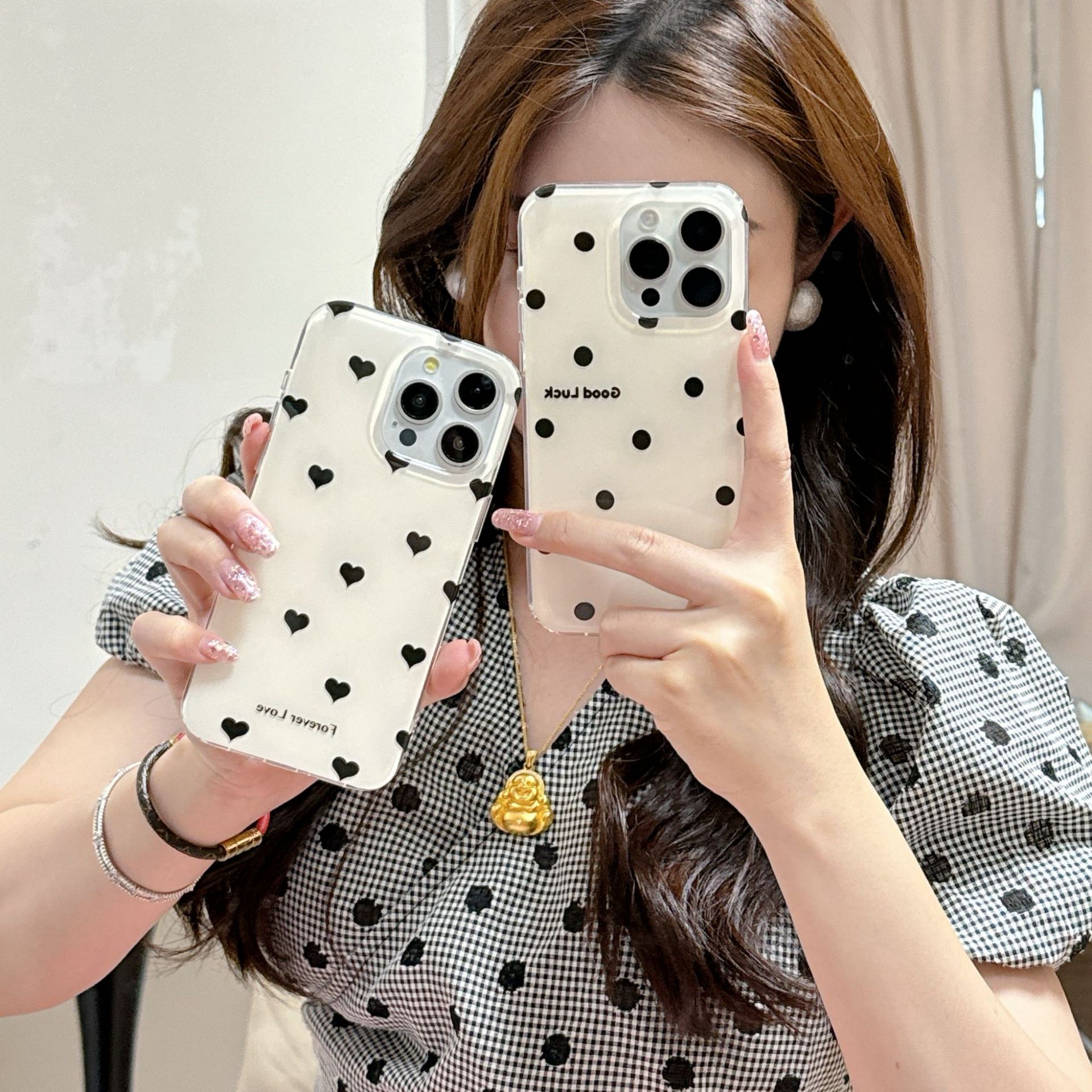 Punto de onda de amor simple de nicho para Apple 16ProMax funda para teléfono móvil 15Pro/14Pro nuevo 13 femenino 16Pro