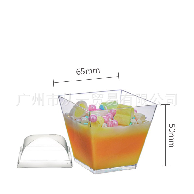 Vaso Desechable con Tapa para Pudín y Postres de Plástico PS Transparente