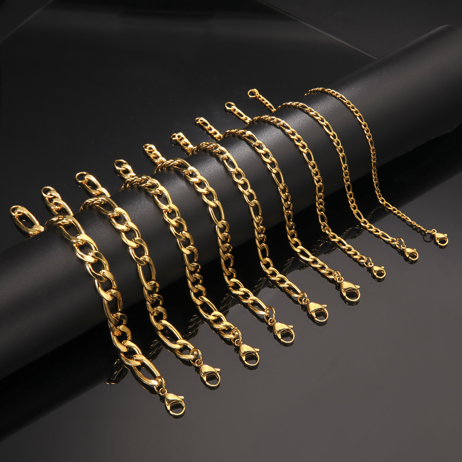 20g Weight Bracelets Classification Daily, Street Occasion Titanium Steel Material Geometric Pattern Men's Gender Plating Design Casual, Simple Style Style Casual Simple Style Geometric Titanium Steel Plating Men's Bracelets Men's Chain Bracelets 3