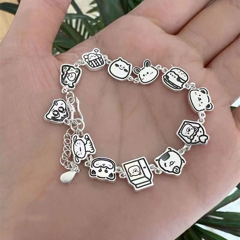 Red Riding Book Same Style Cartoon Stitching Bracelet Light Luxury Ins Style Crayon Small New Family Bracelet for Girlfriends Gift