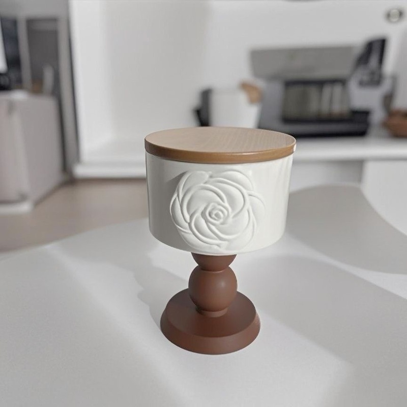 フランス風立体蝶カップ デザートカップ コーヒーカップ アロマキャンドルカップ 高脚陶器カップ 蓋付き レトロ風アロマカップ|undefined