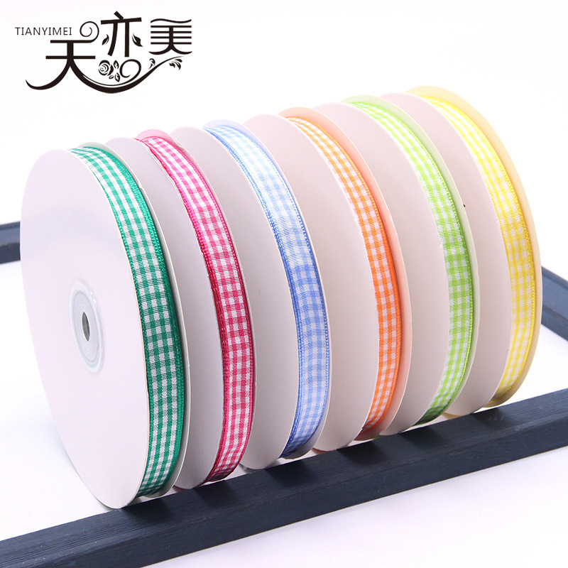 Tianyi Mei 1cm cinta a cuadros al por mayor cinta escocesa 50 yardas/rollo embalaje de regalo cinta de color completo