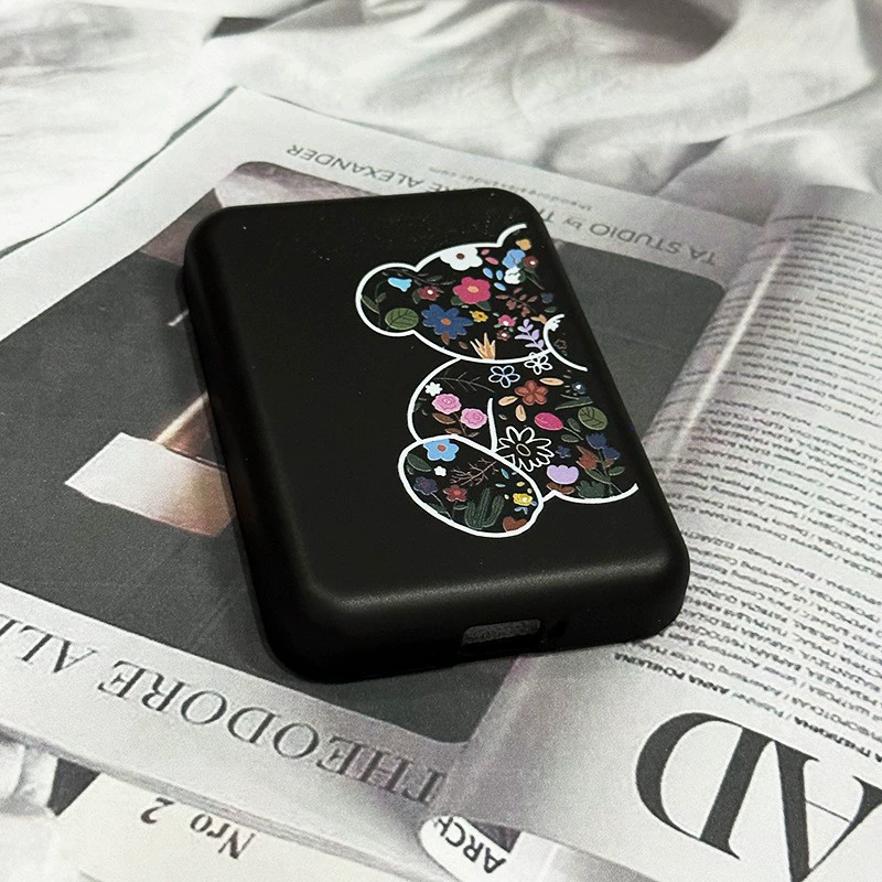 Apple совместимый аккумулятор, черный защитный чехол с зарядкой, с милыми медвежатами