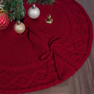 Cross Border Christmas Knitted Tree Dress Red Knitted Christmas Tree Strap Apron Christmas Tree Holiday Decoration Supplies