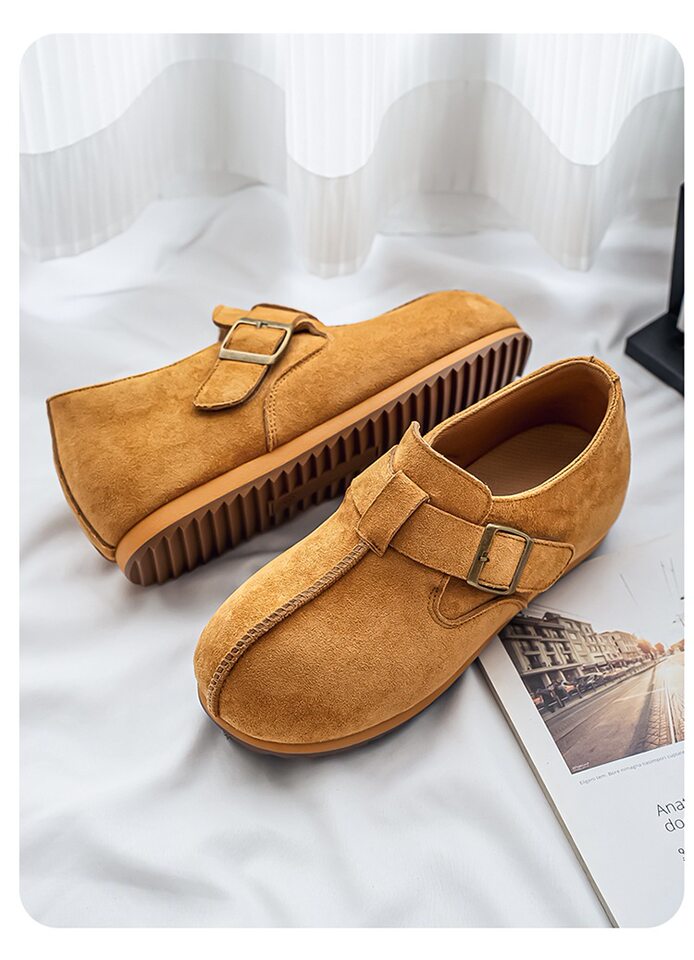 Giày lười nam mũi tròn phong cách retro, dễ xỏ, chống trượt, gót vừa 3-5 cm — 2873 màu kaki, 2873 màu vàng, 2873 màu đen chi tiết 9