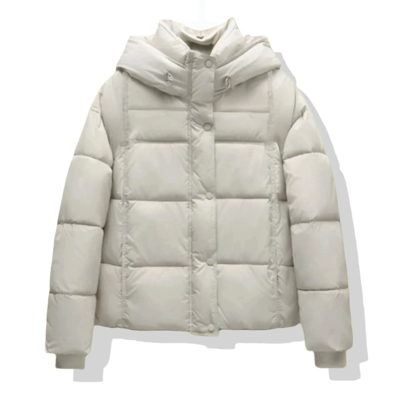Новинка 2025 года, осенне-зимняя однотонная пышная короткая свободная куртка с капюшоном, утолщенная теплая пуховая хлопковая куртка
