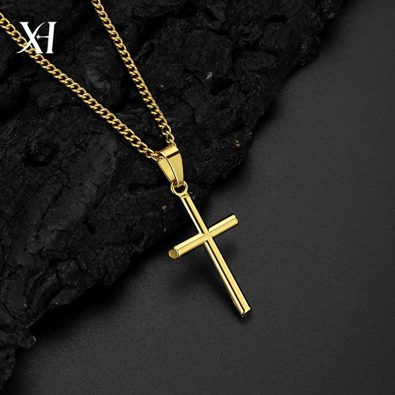 欧美嘻哈风十字架吊坠项链长款男士百搭链子跨境热卖饰品厂家批发