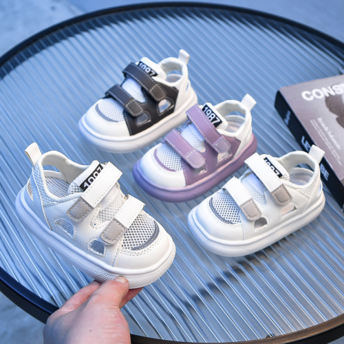 2024 Summer New Children's Sandals Soft Sole Children's Shoes Velcro Anti-Slip Mesh Hollow Children's Sandals for Boys and Girls