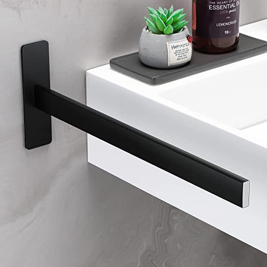 Towel Rack Punch Free Square Single Arm Stainless Steel Bathroom Towel Rack Wall