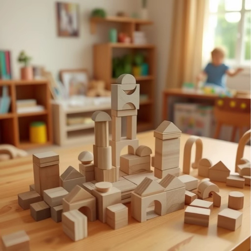 Log Building Blocks Kindergarten Construction Area Materials Small, Medium and Large Kidsren's Building Blocks Assembly and Construction Wholesale Manufacturer