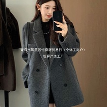 西装毛呢外套女短款小个子2025冬季韩系新款感厚羊毛呢子大衣