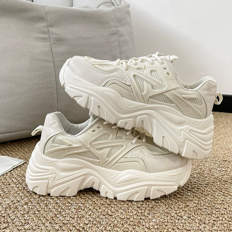 2023 Летние новые дышащие Туфли-кексы на толстой подошве с одной подкладкой, спортивная обувь с котенком, Белые туфли, женская обувь