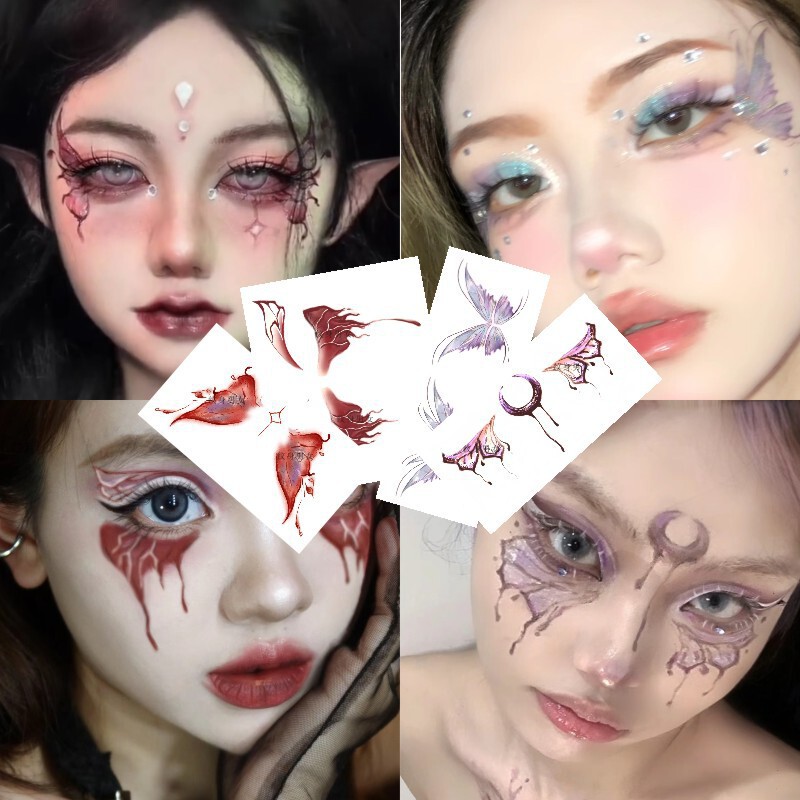Halloween Cartoon Tattoo Stickers, Cute Pumpkin and Skull Stickers, Face Stickers, Bat Children's Makeup Stickers, Gifts