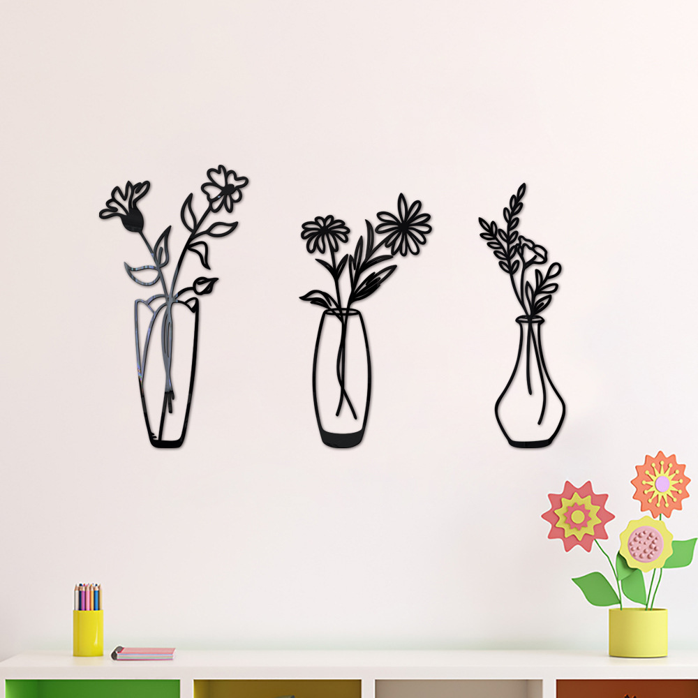 3d Potted Plant Acrylic Mirror Wall Sticker For Home Decoration_voghion.com