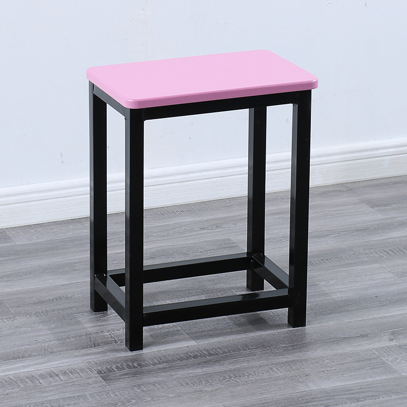 Taburete de taller al por mayor, línea de montaje de fábrica, taburete de trabajo, taburete cuadrado pequeño de acero y madera, taburete de hierro de comida rápida, oro de entrenamiento