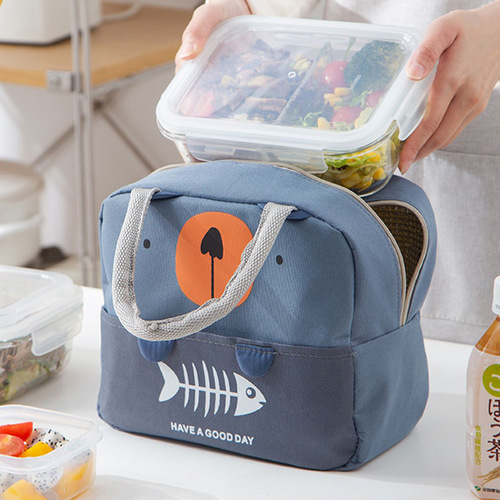 Cute cartoon bento lunch bag, portable rice box bag, office worker and student lunch bag, aluminum foil insulation lunch bag