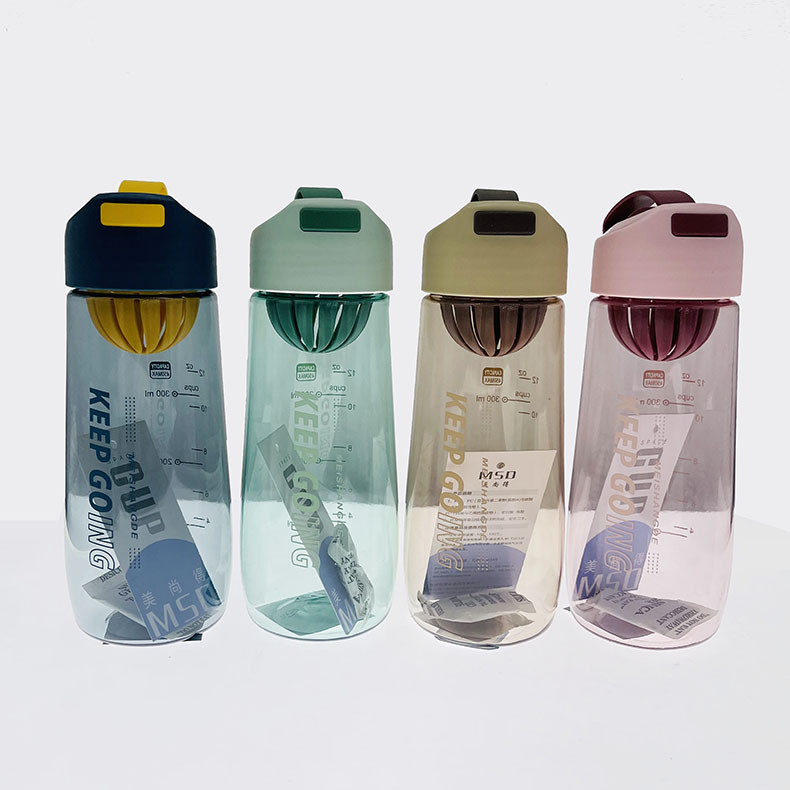 MSD5001 nueva taza de plástico con colador de té al aire libre estudiante taza de fitness deportes de verano portátil taza de agua