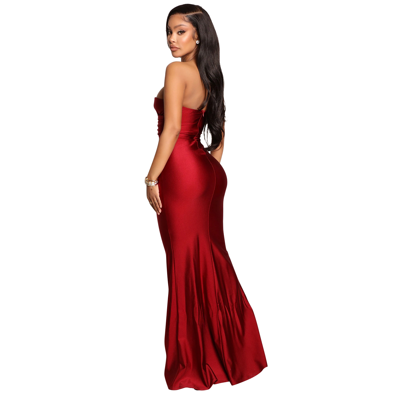 Women's Sheath Dress Fashion Strapless Patchwork Sleeveless Solid Color Maxi Long Dress Daily display picture 20