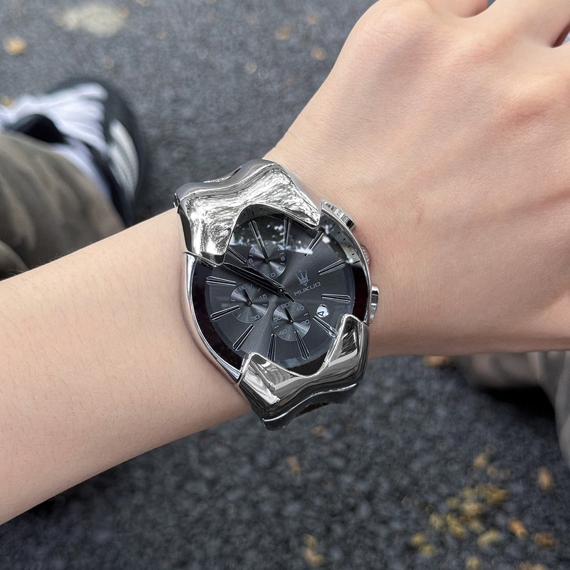 Cross-Border Hot-Selling Three-Eye Six-Hand Y2K Style Snake-Shaped Multifunctional Calendar Men's Quartz Watch with Fashionable Wormhole Concept Cross-Border Hot-Selling Three-Eye Six-Hand Y2K Style Snake-Shaped Multifunctional Calendar Men's Quartz Watch with Fashionable Wormhole Concept
