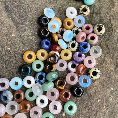 Natural Stone Large Hole Bead Rose Quartz Abacus Beads 8x14mm Hole 5mm Large Scatter Beads Separating Beads DIY Hairpin Bracelet Pendant