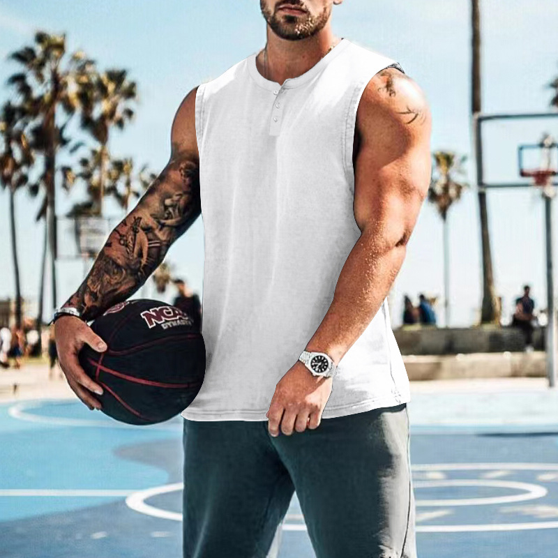 2023 Comercio exterior estación independiente verano deportes de los hombres Chaleco de baloncesto más el tamaño de cuello redondo Camiseta sin mangas suelta Chaleco de los hombres