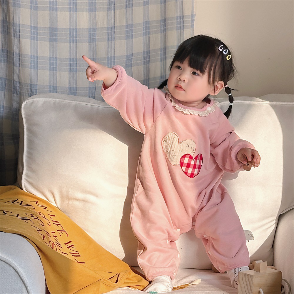 Ropa para niños coreanos mono de bebé primavera 0-1 años de edad bebé mameluco lindo súper lindo ropa de hogar a gatear