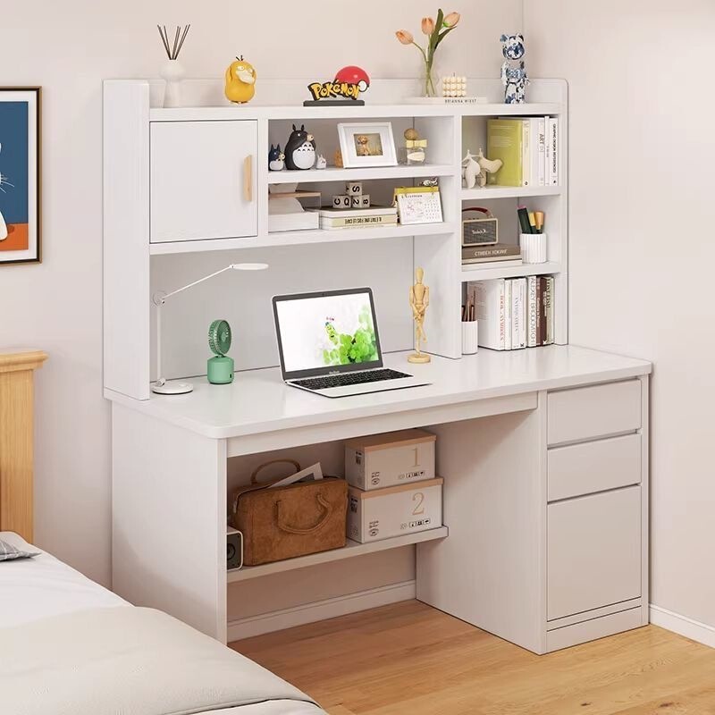 Desktop Computer Desk Bedroom Home Integrated Bookshelf Student Writing Desk with Drawer Office Desk Study Desk Desktop Computer Desk Bedroom Home Integrated Bookshelf Student Writing Desk with Drawer Office Desk Study Desk