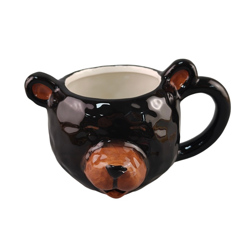 Tazas de cerámica creativas de animales personales de dibujos animados oso modelado tazas de cerámica tazas de agua para parejas regalo de mano