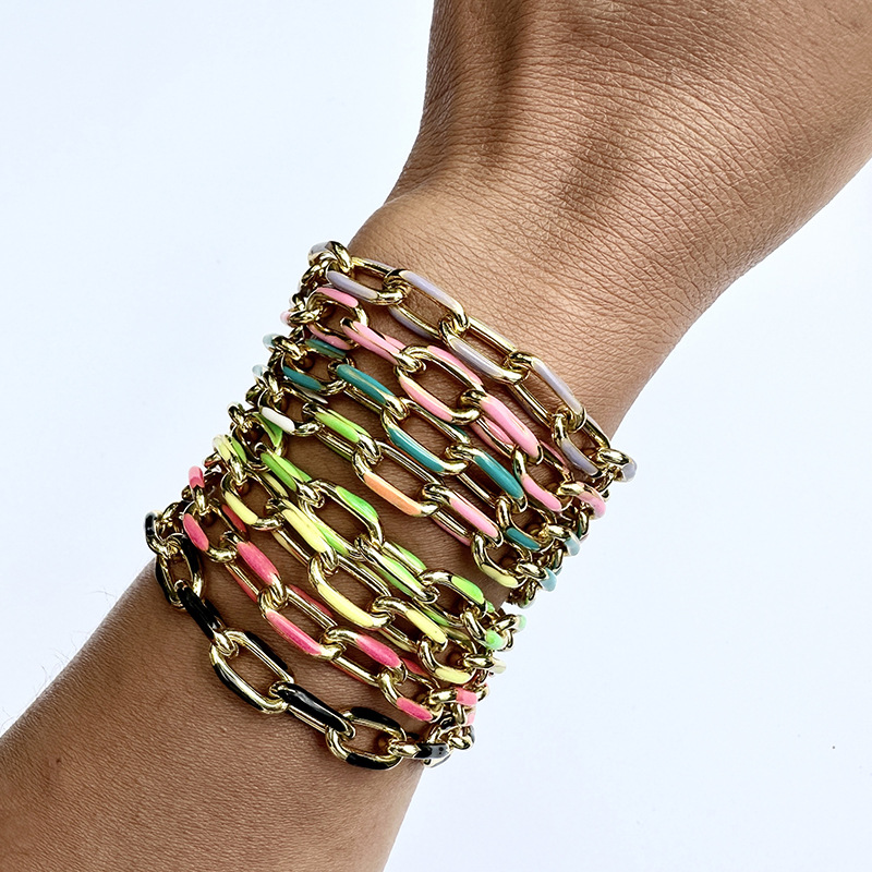 28g Weight 0.03µm Gold Plating Thickness UV Plating Gold Plating Process Ig Style Oval Copper Bracelets In Bulk