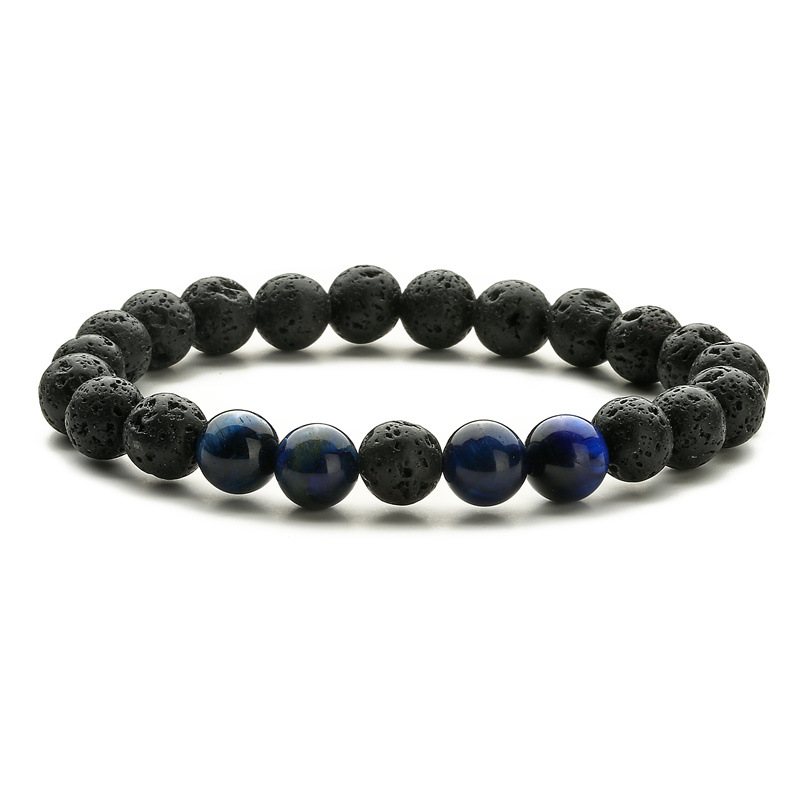 Amazon popular 8mm Ojo de Tigre piedra volcánica pulsera energía lava piedra pulsera al por mayor
