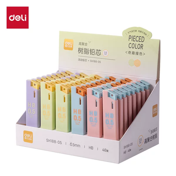 Deli Dl-Sh188 Mechanical Pencil Lead Hb Fun Color-Blocking Pencil Lead Refill 0.5mm 0.7mm