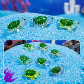 跨境鱼缸造景卡通小海龟树脂diy工艺海洋生物桌面装饰品车载摆件