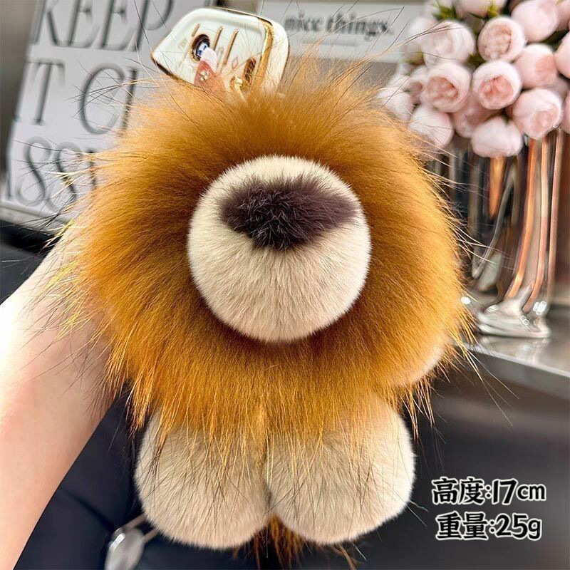 仿獭兔毛小狮子兔子钥匙扣挂件毛绒绒挂件包包挂饰毛绒玩具公仔