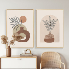 Modern Minimalist Living Room Decorative Painting Restaurant Original Wood Style Flower Line Bed Room Abstract Art Wall Hangings