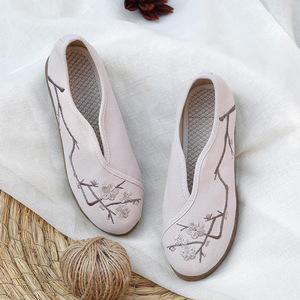  female flat old Beijing cloth shoes comfortable retro beef tendon bottom shoes hanfu shoes embroidered shoes 