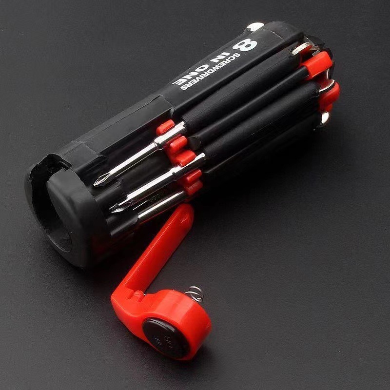 Auto supplies eight-in-one screwdriver with LED flashlight car screwdriver multi-function outdoor tool