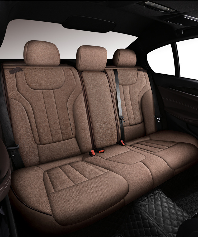 Linen Car Seat Cushion for Volkswagen Tiguan L, 360-Degree Full Coverage, Breathable, Suitable for All Seasons, 2022 Model New Seat Cover