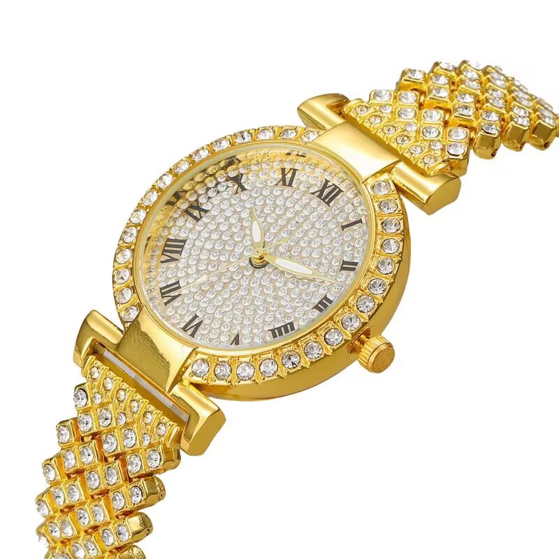 2024 Mantian Star Steel Chain Set Orologio da donna con bracciale con strass modello romano con diamanti pieni_voghion.com