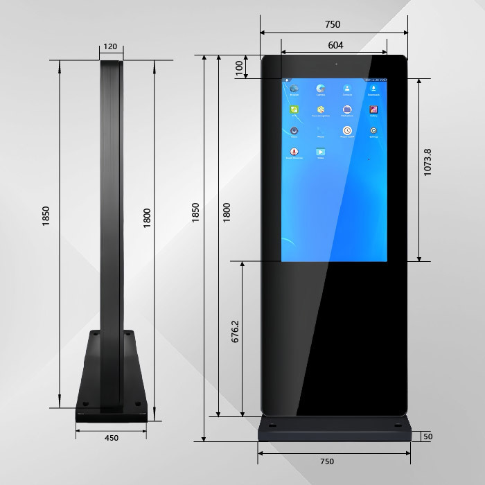 43/49/55/65inch 縦型フロアスタンド広告機屋内高精細液晶ディスプレイ|undefined