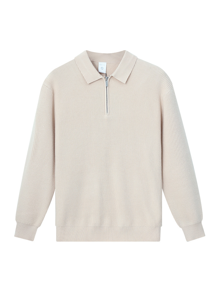 Lujo ligero hombre con cremallera de manga larga de punto hombre polo camiseta de fondo Casual versátil otoño invierno nuevo suéter