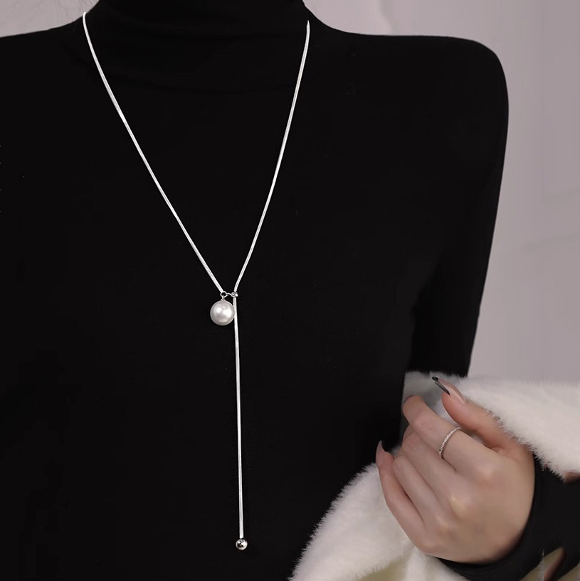 Titanium Steel Non-Fading Pearl Long Sweater Chain 2025 New Hot Style Accessible Luxury Elegant Fashion Niche Necklace for Women
