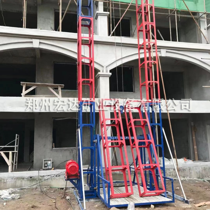 双柱单笼龙门架提升机 一个吊笼施工升降机 工地水泥砂浆上料机
